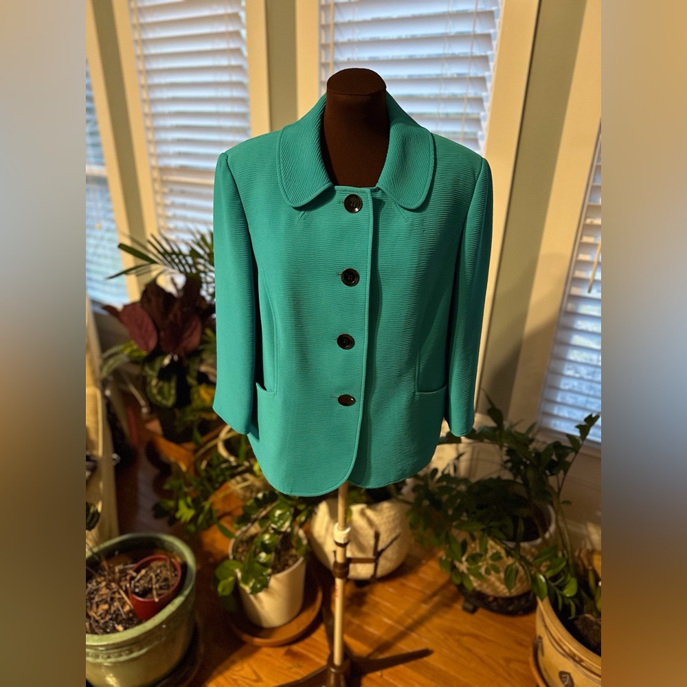 Tahari (16W) Turquoise Green Jacket